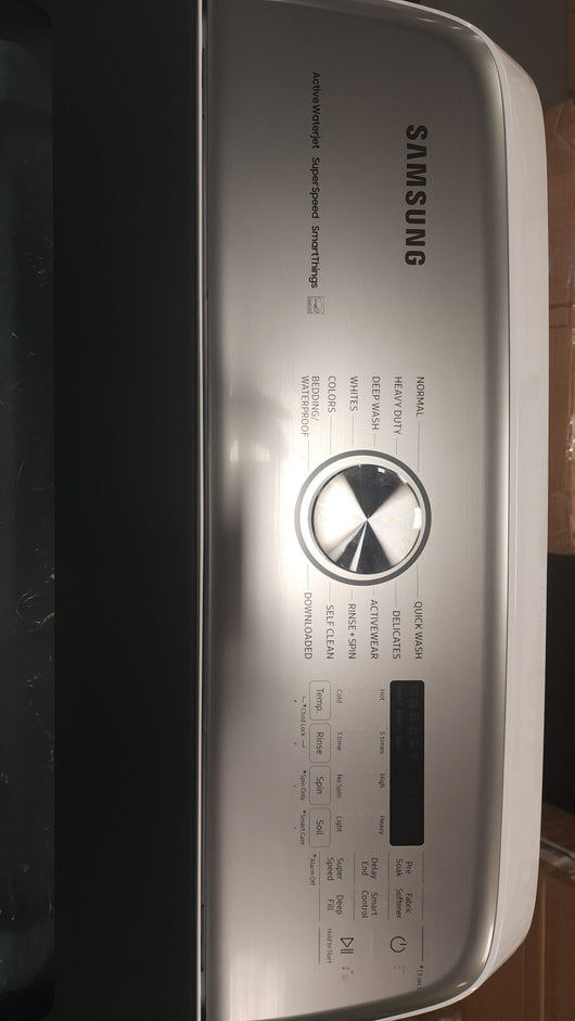 Samsung 5.1 cu. ft. Smart Top Load Washer with AcitveWave Agitator and 7.4 cu. ft. Smart ELECTRIC Dryer with Steam Sanitize+!

-Set is Brand New (Washer was Lightly Dented on The Front Side From Shipping) - (Photos Shown)