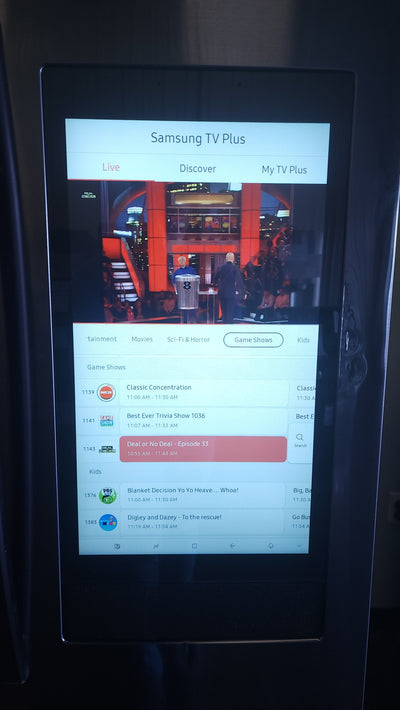 Samsung 26.5 cu. ft. Large Capacity 3-Door French Door Refrigerator with Family Hub and External Water and Ice Dispenser!  -  (USED - VERY CLEAN!)

-Used, but is very clean and works perfectly