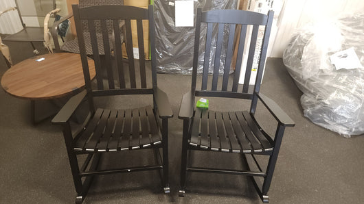 Mainstays Outdoor Wood Porch Rocking Chair, Black, Set of 2!

-Brand new and assembled -(One Chair Does Have a Small Crack on The Side of the butt, photos shown)