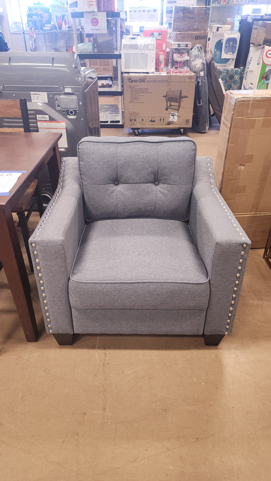 Grey Fabric Beveled Accent Armchair! 

-Brand new and assembled