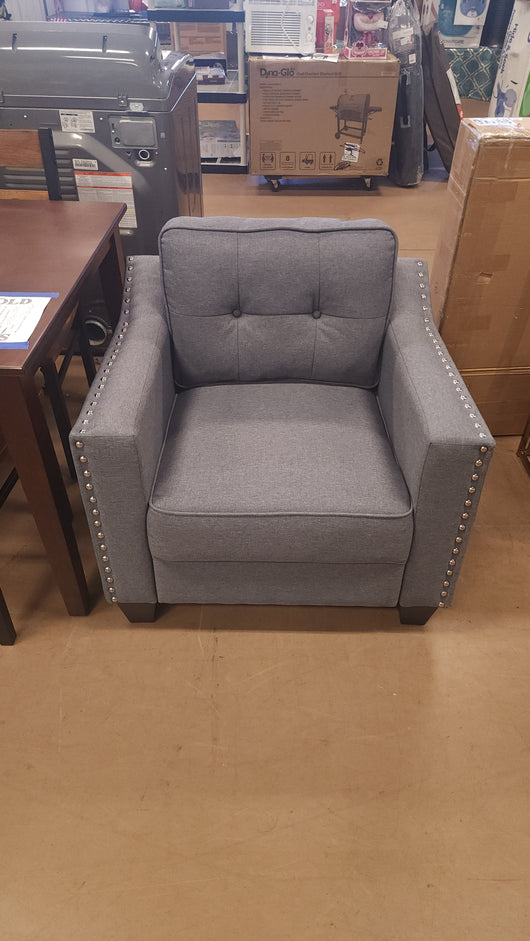 Grey Fabric Beveled Accent Armchair! 

-Brand new and assembled