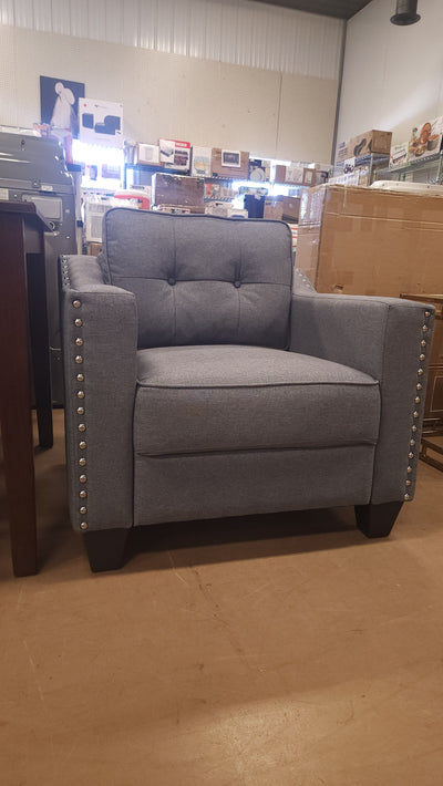 Grey Fabric Beveled Accent Armchair! 

-Brand new and assembled