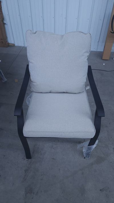 8 PC OUTDOOR DINING SET! (SIX CHAIRS, ROUGHT IRON DINING TABLE, & AN UMBRELLA!)

-Whole set is Brand New & Assembled