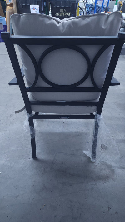 8 PC OUTDOOR DINING SET! (SIX CHAIRS, ROUGHT IRON DINING TABLE, & AN UMBRELLA!)

-Whole set is Brand New & Assembled