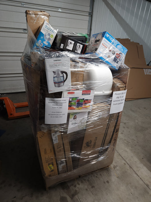 JUMBO LIQUIDATION PALLET- Number # 2341

 

$399 after 20 percent automatic discount at checkout 