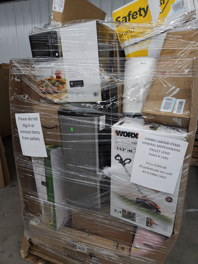 JUMBO LIQUIDATION PALLET- Number # 2342

 

$399 after 20 percent automatic discount at checkout 