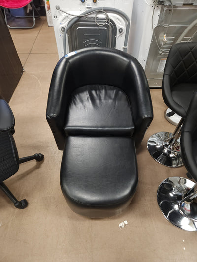Easyfashion Contemporary Faux Leather Club Chair and Ottoman Set, Black! -NEW!