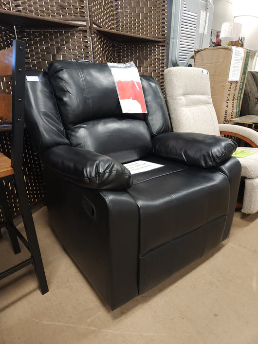Relax A Lounger Warren Reclining Armchair, 35.5" W x 37.8" D x 39.4" H, Black! (NEW - HAS A MINOR TEAR FROM SHIPPING)
