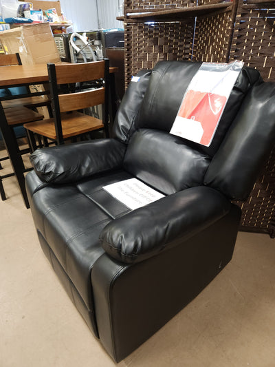 Relax A Lounger Warren Reclining Armchair, 35.5" W x 37.8" D x 39.4" H, Black! (NEW - HAS A MINOR TEAR FROM SHIPPING)