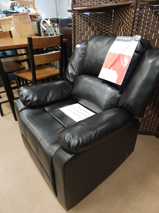 Relax A Lounger Warren Reclining Armchair, 35.5" W x 37.8" D x 39.4" H, Black! (NEW - HAS A MINOR TEAR FROM SHIPPING)
