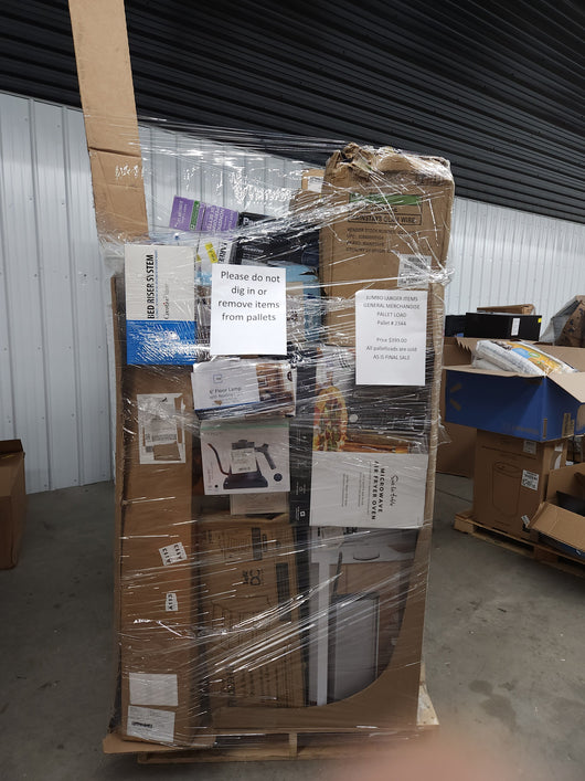 JUMBO LIQUIDATION PALLET- Number # 2344

 

$399 after 20 percent automatic discount at checkout 