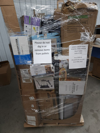 JUMBO LIQUIDATION PALLET- Number # 2344

 

$399 after 20 percent automatic discount at checkout 
