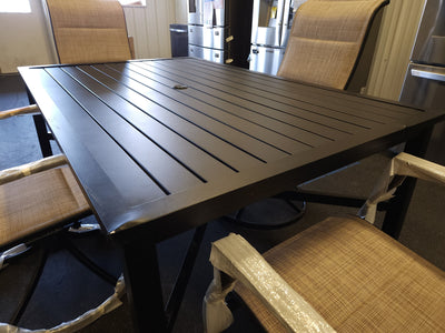 5Pc Outdoor Dining Set, Black Metal!

-Brand new and Assembled, but table does have some small indents from shipping, photos shown