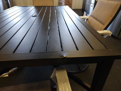 5Pc Outdoor Dining Set, Black Metal!

-Brand new and Assembled, but table does have some small indents from shipping, photos shown
