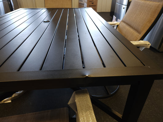 5Pc Outdoor Dining Set, Black Metal!

-Brand new and Assembled, but table does have some small indents from shipping, photos shown