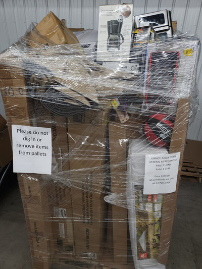 JUMBO LIQUIDATION PALLET- Number # 2345

 

$399 after 20 percent automatic discount at checkout 
