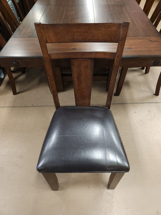 Teton 9Pc Solid Wood Dark Brown/Espresso Dining Set! (NEW & ASSEMBLED - CHAIRS HAVE DEFECTS, PHOTOS SHOWN)

-Brand new and Assembled, some chairs have scratches/frays from shipping, photos shown