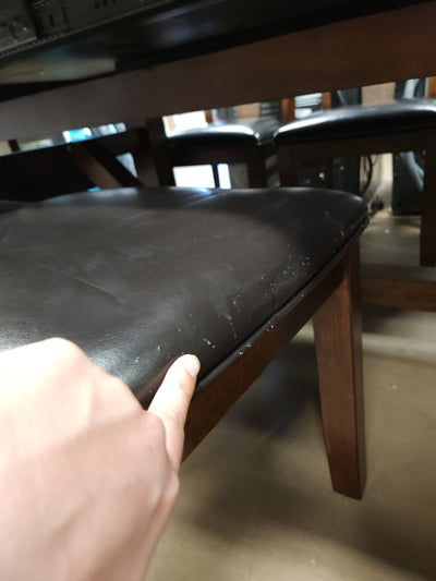 Teton 9Pc Solid Wood Dark Brown/Espresso Dining Set! (NEW & ASSEMBLED - CHAIRS HAVE DEFECTS, PHOTOS SHOWN)

-Brand new and Assembled, some chairs have scratches/frays from shipping, photos shown