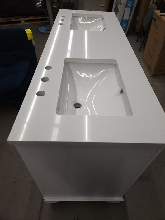Ove Broadway 60" Double Sink Bathroom Vanity! (NEW/MISSING BACKSPLASH/CHIPPED CORNER)

-Brand new out of the box, has some light chips on two corners and front trim, photos shown