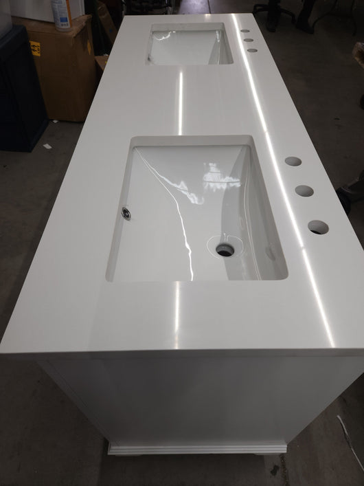 Ove Broadway 60" Double Sink Bathroom Vanity! (NEW/MISSING BACKSPLASH/CHIPPED CORNER)

-Brand new out of the box, has some light chips on two corners and front trim, photos shown
