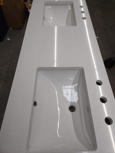 Ove Broadway 60" Double Sink Bathroom Vanity! (NEW/MISSING BACKSPLASH/CHIPPED CORNER)

-Brand new out of the box, has some light chips on two corners and front trim, photos shown