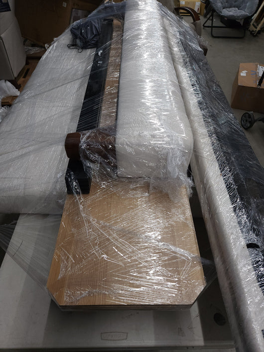 Piper Glen Queen Upholstered Bed, Beige!

-Brand new but out of the box wrapped in plastic. (Photos are shown. - Bed Was Looked over & Rewrapped to Keep New/Clean)