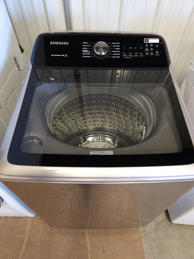 Samsung 5.0 cu. ft. Top Load Washer with Active Water Jet in Champagne!  -Brand new out of the box, but does have a small indent from shipping, photos shown