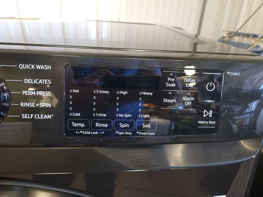Samsung 4.5CuFt Front Load Washer with Steam!

-Brand new out of the box (Does Have a small indent under the door) - (Works perfectly, door must be pushed harder to close, Does Lock When Started)