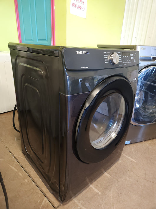 Samsung - 7.5 Cu. Ft. Stackable Smart Electric Dryer with Steam and Sensor Dry - Black stainless steel!

-Brand new out of the box but does have some dents from shipping, photos shown!