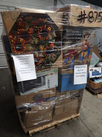 Jumbo huge liquidation pallet- over 7 ft tall ! Pallet number 8759