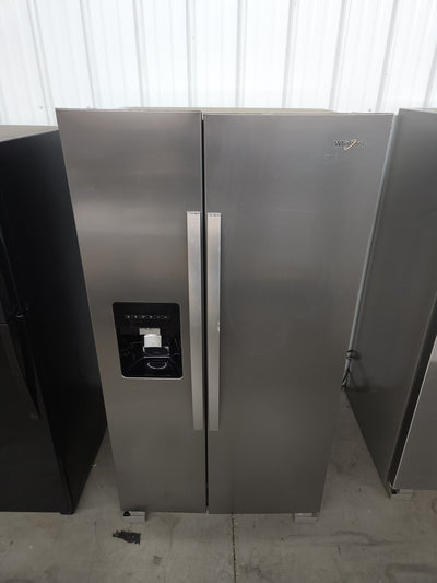 Whirlpool  24.6-cu ft Side-by-Side Refrigerator with Ice Maker (Fingerprint Resistant Stainless Steel)!

-Brand new - Scratch/DENT! (NEW never used, Does have a small scratch on the door and handle, photos shown)