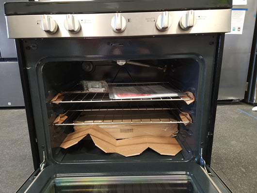 Frigidaire  30-in 5 Burners 5-cu ft Self-cleaning Freestanding Gas Range (Easycare Stainless Steel)!

-Brand new out of the box but is lightly dented from shipping, photos shown
