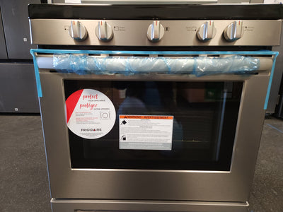 Frigidaire  30-in 5 Burners 5-cu ft Self-cleaning Freestanding Gas Range (Easycare Stainless Steel)!

-Brand new out of the box but is lightly dented from shipping, photos shown