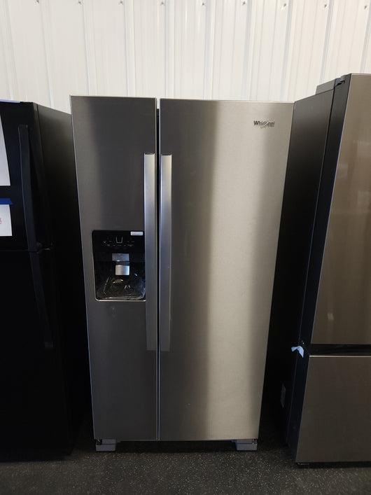 Whirlpool  21.4-cu ft Side-by-Side Refrigerator with Ice Maker (Fingerprint Resistant Stainless Steel)!

-Brand new, has very small indents on doors from shipping, photos shown