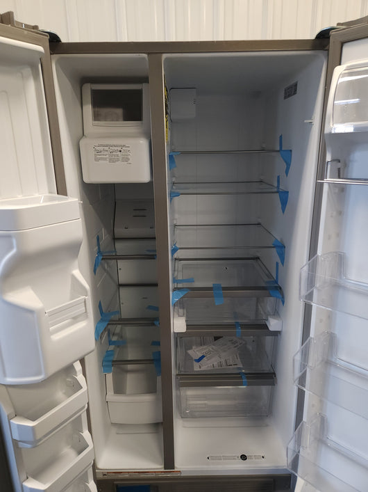 Whirlpool  21.4-cu ft Side-by-Side Refrigerator with Ice Maker (Fingerprint Resistant Stainless Steel)!

-Brand new, has very small indents on doors from shipping, photos shown
