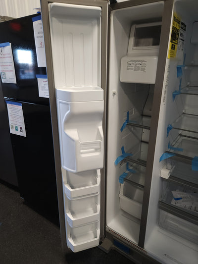 Whirlpool  21.4-cu ft Side-by-Side Refrigerator with Ice Maker (Fingerprint Resistant Stainless Steel)!

-Brand new, has very small indents on doors from shipping, photos shown