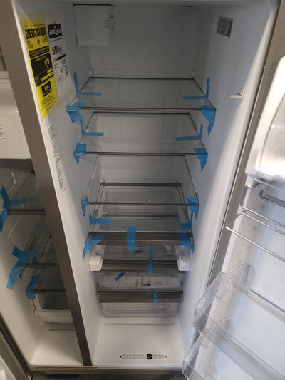 Whirlpool  21.4-cu ft Side-by-Side Refrigerator with Ice Maker (Fingerprint Resistant Stainless Steel)!

-Brand new, has very small indents on doors from shipping, photos shown