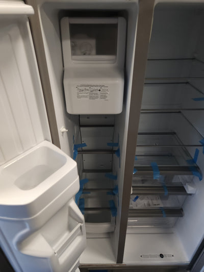 Whirlpool  21.4-cu ft Side-by-Side Refrigerator with Ice Maker (Fingerprint Resistant Stainless Steel)!

-Brand new, has very small indents on doors from shipping, photos shown