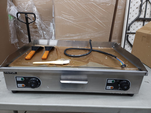 Vevor 29" Commercial Electric Griddle 110V 3000W Electric Countertop Griddle Non-Stick Restaurant Teppanyaki Flat Top Grill Stainless Steel Adjustable Temperature Control 122°F-572°F (NO PLUG