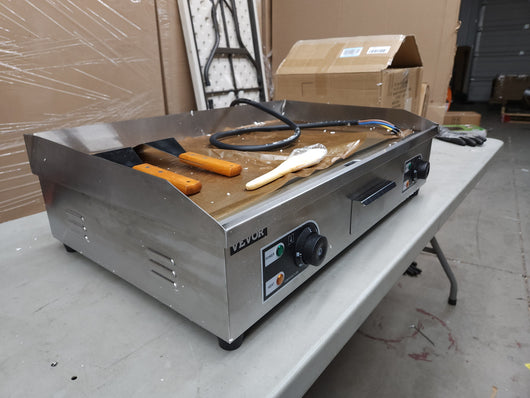 Vevor 29" Commercial Electric Griddle 110V 3000W Electric Countertop Griddle Non-Stick Restaurant Teppanyaki Flat Top Grill Stainless Steel Adjustable Temperature Control 122°F-572°F (NO PLUG