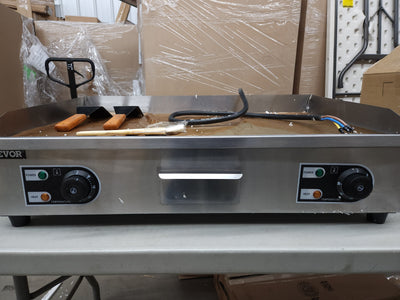 Vevor 29" Commercial Electric Griddle 110V 3000W Electric Countertop Griddle Non-Stick Restaurant Teppanyaki Flat Top Grill Stainless Steel Adjustable Temperature Control 122°F-572°F (NO PLUG