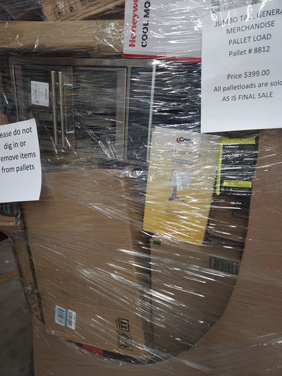 Jumbo huge liquidation pallet- over 7 ft tall ! Pallet number 8812!

 

$399 after automatic 20 percent off at checkout