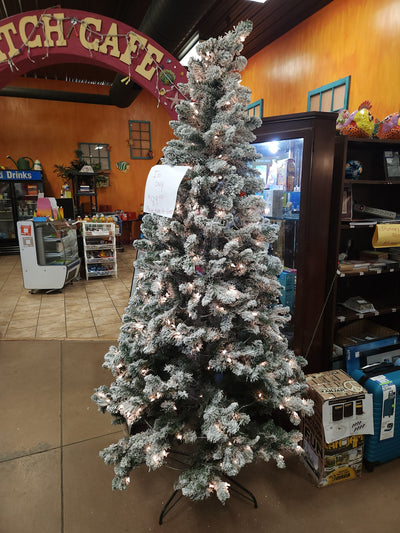 Holiday Time 7.5-Foot Pre-Lit Flocked Frisco Pine Artificial Christmas Tree!

-Brand new out of the box (We do have original box)