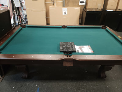 Barrington 90" Ball and Claw Leg Billiard, Pool Table with Cue Rack and Dartboard Set!