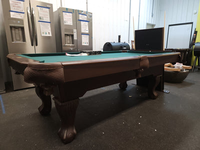 Barrington 90" Ball and Claw Leg Billiard, Pool Table with Cue Rack and Dartboard Set!