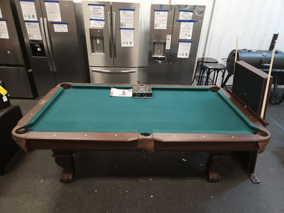 Barrington 90" Ball and Claw Leg Billiard, Pool Table with Cue Rack and Dartboard Set!