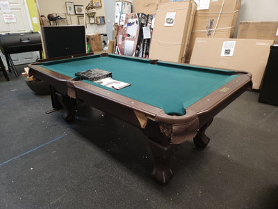 Barrington 90" Ball and Claw Leg Billiard, Pool Table with Cue Rack and Dartboard Set!