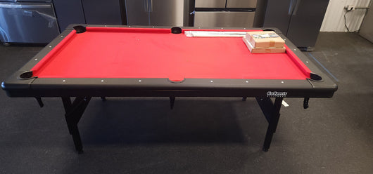 GoSports Mid-Size Billiards Game Tables - Foldable Design, Includes Full Set of Pool Balls, 2 Cue Sticks, Chalk, and Felt Brush!

-Brand new right out of the box, but one corner does have a very small blemish, photos shown