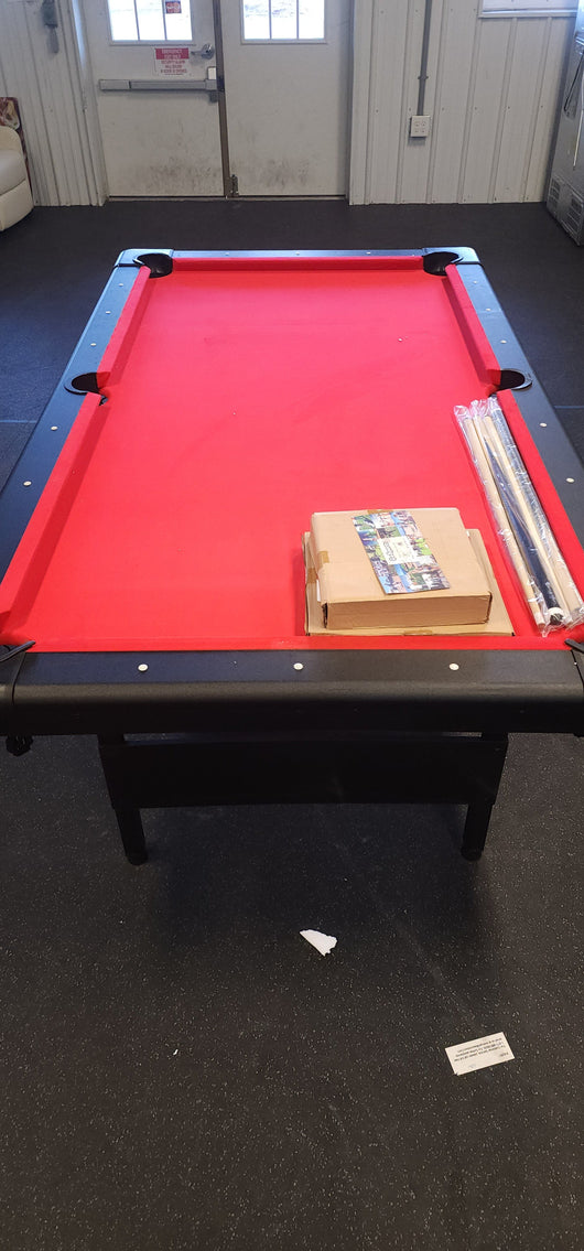 GoSports Mid-Size Billiards Game Tables - Foldable Design, Includes Full Set of Pool Balls, 2 Cue Sticks, Chalk, and Felt Brush!

-Brand new right out of the box, but one corner does have a very small blemish, photos shown