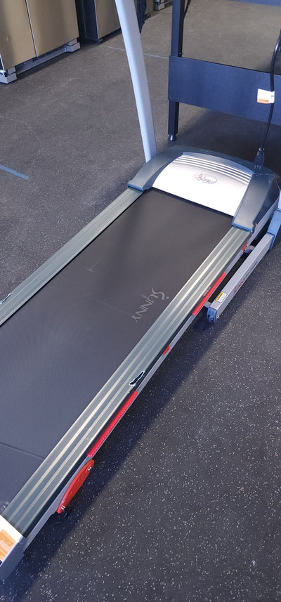 Sunny Health & Fitness Treadmill with Manual Incline, Pulse Sensors, Folding, LCD Monitor for Exercise SF-T4400! 

-New & Assembled but does have some cracked plastics from shipping, photos shown